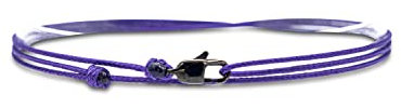 Made by Nami Bracelet de Cheville Fin pour Hommes et Femmes avec Fermoir Mousqueton Artisanal - Bijoux de Surfeur Maritime - Minimaliste en Tissu - 100% Étanche et Réglable (Violet Noir)