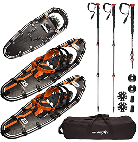 SkinStar Schneeschuhe 25 Set Alu-Rahmen Schneeschuhwandern Tourenski Stock bis 100kg