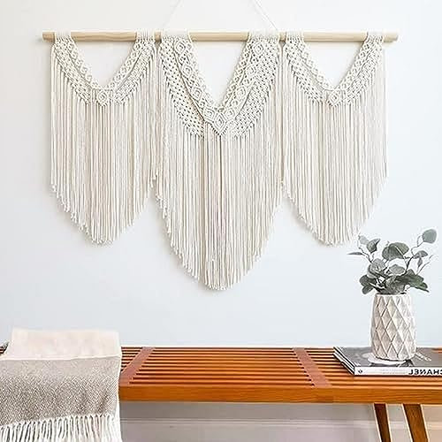 BEEK Makramee-Wandbehang, Boho-Makramee-Wandteppich, gewebt, Heimdekoration, Wandkunst
