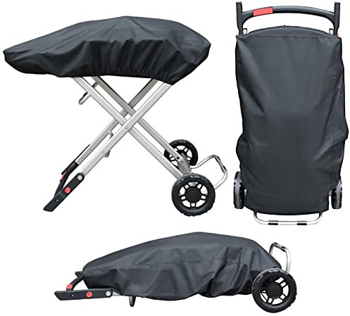 TOHONFOO Grillabdeckung für Weber 9010001 Traveler tragbarer Gasgrill – strapazierfähiges, wasserdichtes 600D Oxford-Gewebe und verstellbarer Saum-Grillabdeckung
