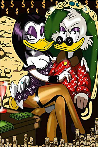 Magic Canvas Art - Bilder Dagobert Disney Pop Art Leinwandbild 1- teilig Hochwertiger Kunstdruck modern Wandbilder Wanddekoration Design Wand Bild, Größe: 40 x 30 cm