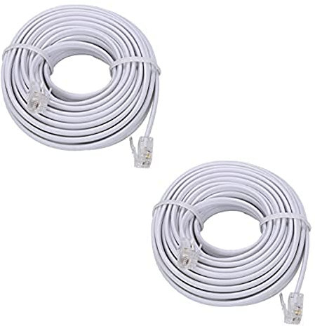 TOYAYAYO 2 prolunghe per cavo per telefono fisso da 6 m, con presa standard RJ-11 6P4C (bianco 6 m)