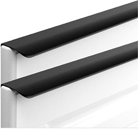 Alliage D'aluminium Poignee Invisible Poignée D'armoire Tirettes De Tiroir Poignées de Meuble Boutons de Portes Noir 2 Pièces (Overall length 1200mm)