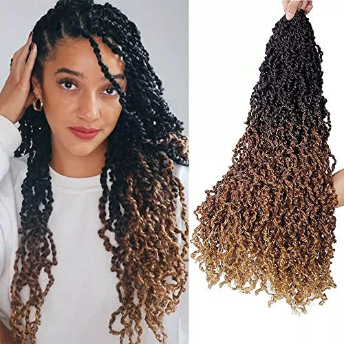 X-Tress Crochet Braids Locs 6 Paquets Passion Blond Twist Hair 20 pouces Ombre Brun Fonce Faux Locs Cheveux Tresses Long Hair Bohemian Cheveux Hairstyle Spring Twist(T1B/30/27)