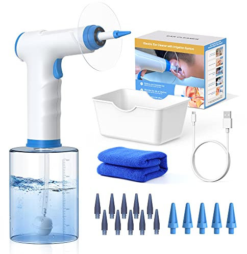 XaYis Electric Ear Wax Remover with Quad-Stream Tips, Ear Irrigation with Replaceable Tips, Cerumen Control Kit for Home Use