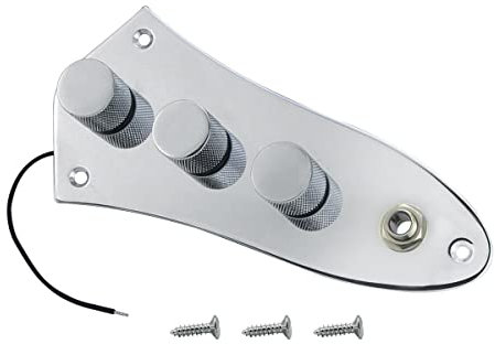 FLEOR Vollständig geladene Steuerplatte Vorverdrahtete Steuerplatte mit Kabelbaum für Jazz J Bass Chrom