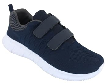 Pegasus Men's Wide Fit Touch Fasten Trainer, Breathable Mesh Design Shoe Navy 13