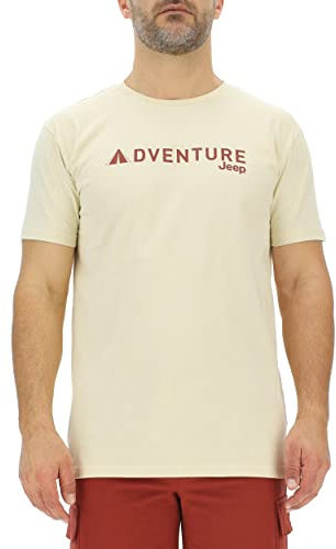 JEEP O102729-M505 J Herren T-Shirt Adventure Zelt - Großer Aufdruck J23S Almond/Red Ochre S