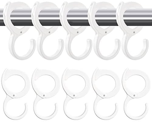 Jicyor 20 Stück Haken zum Einhängen, S Haken Klein, Weiß Haken für Kleiderstange, Haken Kleiderstange, Haken mit öse,S Haken Garderobe,Anti-Drop Aufhänger Aufhängehaken