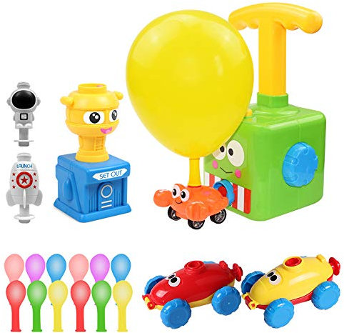 Balloon Car Toy, Children Inertial Balloon Powered Car Science Intelligence Education Toy, Balloon Pump Cars Racer Kit Gift for Boys Girls