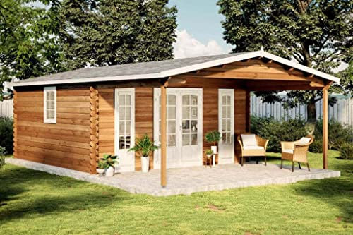 Abri de Jardin Nyborg-44 ISO en Bois de la Marque Alpholz | abri de Jardin et de Loisirs | Chalet de Jardin | carré, Construction en madriers, cabane de Jardin, Toit en bâtière, épaisseur de la par