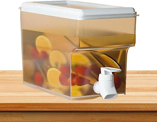 Fridge Water Dispenser, 0.92-Gallon Clear Square Pitcher with Spigot, Cold Drink Container for Iced Tea, Lemonade, Fridge, Bar, and, with Detachable Lid Rianpesn
