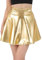 SamHeng Damen Metallischer Faltenrock Mini Skater Minirock Shiny Metallic Plisseerock Low Rise Röcke Tanz Tutu Party Club Kostüm Gold