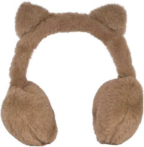 styleBREAKER Kinder Ohrenwärmer aus Plüsch mit Öhrchen, warme kuschlig weiche Winter Ohrenschützer, Earmuffs 04026067, Farbe:Taupe