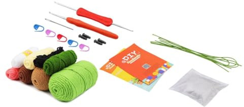 Pitxsgsia Häkelset für Anfänger, Häkelset mit Kaktus im Topf, inkl. Strickmarker, Wollknäuel einfach zu verwenden und Anleitung (evtl. nicht in deutscher Sprache).
