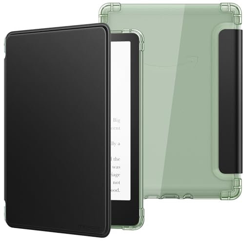 MoKo Coque pour 6,8 Kindle Paperwhite 11 Gén Modèle 2021, Étui de Protection Ultra Clair en TPU Souple et Transparent avec Auto Réveil/Sommeil, Noir