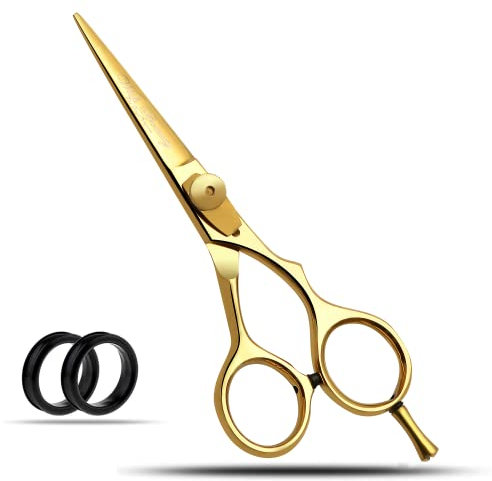 Glamified Glam 5.5 Hairdressing Scissors, Hair Cutting Scissor for Professional Hairdressers, Barber Stainless Steel Scissors for Hair Cutting, Sharp Hair Scissors for Women (Gold 5.5 Inch)