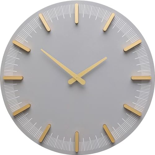 Kare Design Wanduhr John, Grau, 40cm Durchmesser, Uhr, Wohnzimmer, rund, Batterie Nicht inklusive
