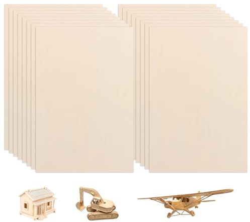 VIDETOL 16 piezas de madera de balsa, 300 x 200 x 1,5 mm, tablero de madera contrachapada para modelo, bricolaje, carpintería, pintura, arte y manualidades, decoración