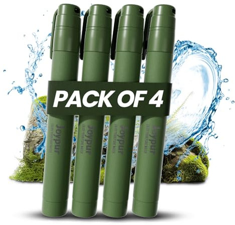 Tragbarer Wasserfilter Outdoor - 99,9999% Bakterien & Viren entfernt - Leicht & Kompakt für Camping, Wandern, Survival - Hochleistungsfilter für Sauberes Trinkwasser (Grün*4)