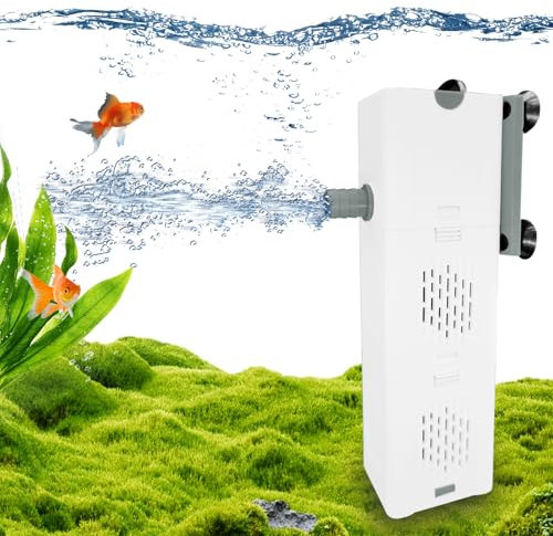 KDFALO 15W1000L/h Aquarium Filter,Aquarium pumpe mit 2 Filterschwämmen,Aquarium innenfilter für Wasserfiltration und Sauerstoffanreicherung Welle Machen,Leiser Filterpumpe für Aquarium bis zu 200L