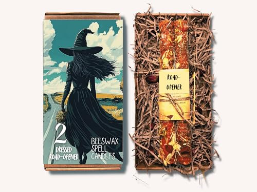 Ein Paar hohe Bienenwachskerzen mit magischen Kräutern und Blumen, 2 Stück, handgerollt (Straßenöffner)