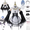 bbganlian Anime Rem Ram Cosplay Kostüm Outfit Re Life In A Different World From Zero Maid Dress Uniform Komplettes Set Halloween Karneval Dress Up Anzug mit Perücke für Frauen (XS)