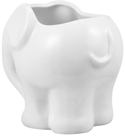 Happyyami Creative Cartoon Succulent Planter and Ceramic Flower Pot Elephant Design for Indoor Plants White Decorative Cactus Planter Suitable for Succulents and Small Houseplants