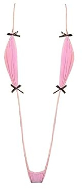 Micro Bikini Extreme une pièce Anime Cosplay Lingerie Body Sexy G String Slingshot Strings Maillots de bain pour femme, rose, Taille M