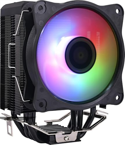 2200 U/min PWM CPU-Lüfter mit schwarzem Aluminium-CPU-Kühler für Mid-Full-Tower-Gehäuse, kompatibel mit Intel LGA 1200 115X 1366, unterstützt ASUS Aura, Mystic Light Control