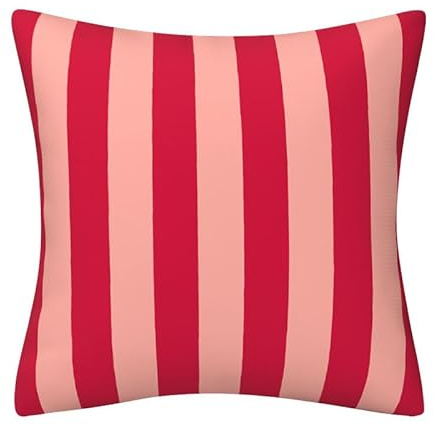 HFHungkeong Streifenförmige Kissenbezug, Digitale doppelseitige gedruckte Heimdekoration Indoor Sofa Kissenbezug(Rot Beige)