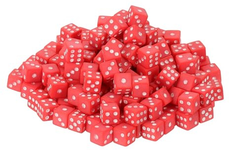 QUARKZMAN 200 Stück Mini Würfel 8mm/0.31 Rot/Weiß | Acryl Kleine Sechsseitige Würfel mit Punkten Bulk für Brettspiel Party Aktivitäten