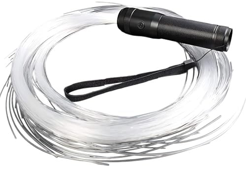 Tressify Frusta a LED in fibra ottica luminosa, manico metallico, 36 modalità per un'illuminazione vibrante, ricaricabile e girevole a 360° per eventi notturni