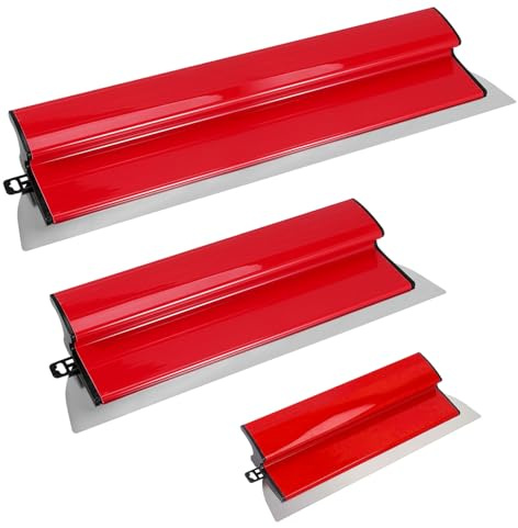 3 Stück Flächenspachtel, Mehrspezifiziertes Edelstahl-Spachtel Set, Abnehmbares Design, Trockenbau Spachtel, Flächenspachtel mit Z-Griff, Spachtel Werkzeug, für Großflächige Wandkonstruktionen (Rot)