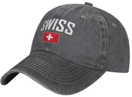 Baseball-Kappe Schweiz Schweizer Flagge Cap Muetze Baumwoll Basecap verstellbare Schirmmütze Hip-Hop Hut Sonnenhut Baseballkappe Sporthut mit Schweiz Schweizer Flagge