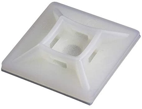 UKCable-Ties Self Adhesive Cable Ties Base 19mm x 19mm Fixing Mounts Natural/White - Pack of 50