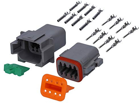 Kalitec KALI-1208 DEUTSCH DT Steckverbinder Set 8 polig I Wasserdicht IP68 I Deutsch Stecker KFZ für Motorrad, Auto I Leiterquerschnitt 0,75-2 mm² 18-14 AWG I glasfaserverstärktes Polyamid PA-GF