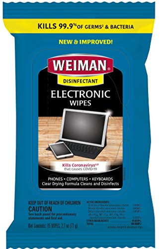 Weiman Lingettes de désinfection électroniques – Nettoyez en toute sécurité votre écran, ordinateur portable, ordinateur, télévision, équipements