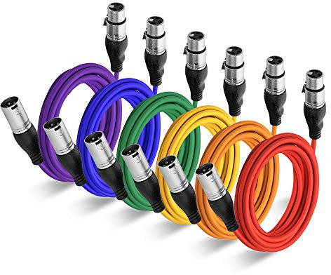 NUOSIYA 6m Cable XLR, 6 Colores XLR macho a hembra XLR balanceado Cable de extensión de estudio, micrófono, mezclador, altavoces