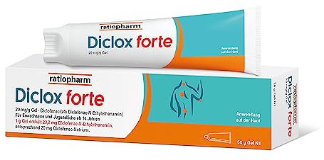 Diclox forte Schmerzgel von ratiopharm lindert akute Rücken- und Gelenkschmerzen effektiv mit Diclofenac in der doppelten* Wirkstoffkonzentration, 50 g Gel