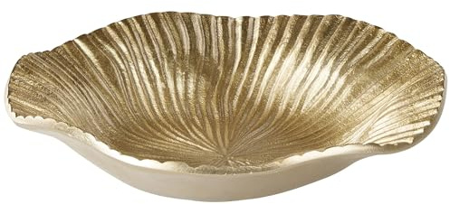 Beliani Dekoschale Aluminium mit gewelltem Rand gold ø 29 cm Tischdeko Modern Hatra