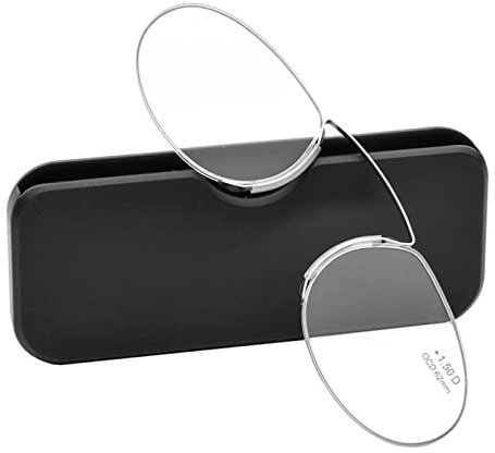 MAQBE Unisex Lesegläser Kompakte Sehehilfe Mini Nose Clip Bügellose Lesebrille rutschfest Lesehilfe- Immer griffbereit(Black,+1.50)
