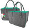 IDEA HOME Filztasche Shopper 2 Stücke Groß-30 Liter Einkaufstasche XXL Zusammenklappbar Einkaufskorb Kaminholztasche Kleiderkorb Spielzeugtasche Dunkelgrau/Türkis, XL