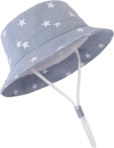 Durio Baby Sonnenhut Kinder Sonnenhüte UV Schutz Breite Krempe Fischerhut Hut Sonnenschutz Unisex Junge Mädchen Kleinkind Hellblau 1-2 Jahre