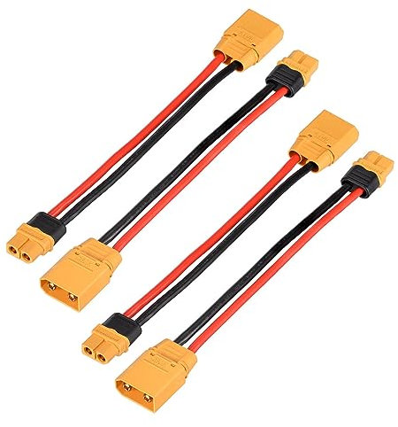 ELFCULB XT60 auf XT90 Kabel,4 Stück 12AWG XT60 Buchse auf XT90 Stecker Anschlusskabel für RC Lipo Akku Drohne (15,24 cm)
