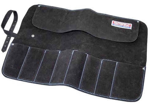 Faithfull Suede Leather Chisel Roll - 8 Pocket, Water Resistant & Compact Tool Organizer - Black