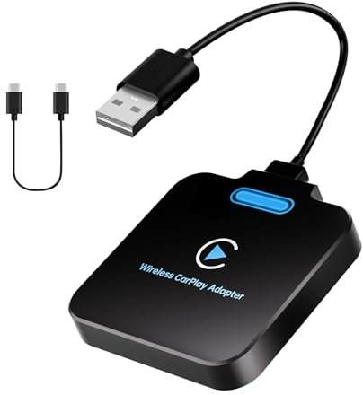 Adattatore wireless Car Play per iPhone, Converte l’impianto cablato di serie in un dongle Carplay wireles per il controllo wireless Plug & Play,Carplay adatto per auto 2017+e per iPhone Apple iOS10+