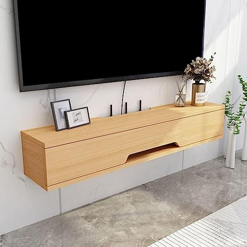 Wall Mounted Tv Shelf Entertainment Center Wood Media Console Storage Cabinet Floating Tv Stand Hanging Tv Hutch Component under,Walnut,20IN