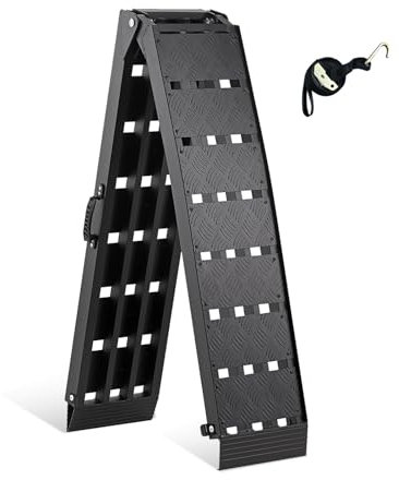 gardhom Tragbare Aluminiumrampe, Schwarze Laderampe für ATV-Fahrzeuge, mit Einer Tragfähigkeit von 680kg/Paar, langlebig, mit Griffen und Handschuhen