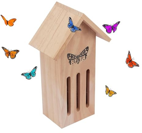 Schmetterlingshäuser für draußen, Schmetterlingshaus aus Holz und Futterspender für den Außenbereich, einfaches Füttern, Schmetterlingshaus, 29 x 9,9 x 8,1 cm, Schmetterlingshaus, Boden oder Baumwand